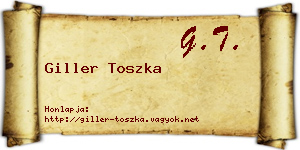 Giller Toszka névjegykártya